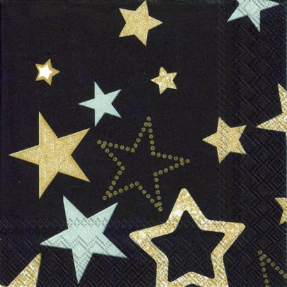 SPARKLING STARS BLACK – Cocktail Napkins