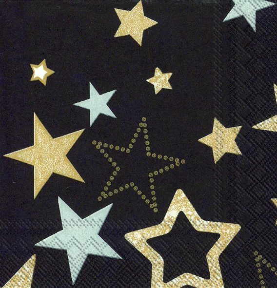 SPARKLING STARS BLACK - Cocktail Napkins