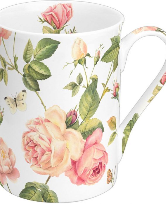 New rambling rose cream - Bone china mug