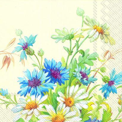 Cornflower and Daisy Cream – Cocktail Napkins