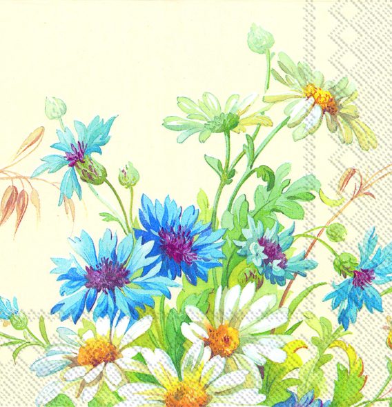 CORNFLOWER AND DAISY cream - Cocktail napkins