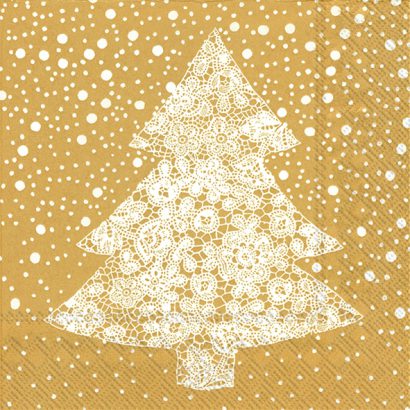 CHRISTMAS LACE Gold – Cocktail Napkins