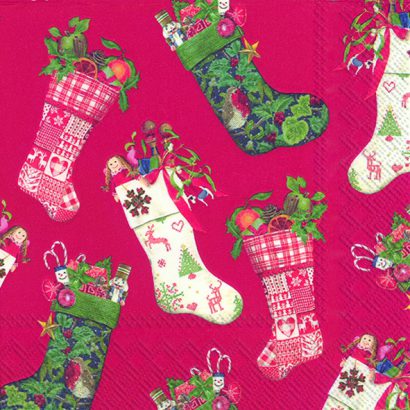 CHRISTMAS STOCKINGS Red – Cocktail Napkins