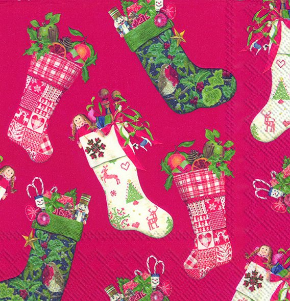 CHRISTMAS STOCKINGS red - Cocktail napkins