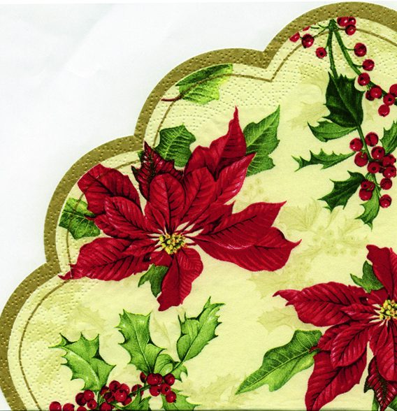 FLORAL CHRISTMAS cream - Rondo napkins