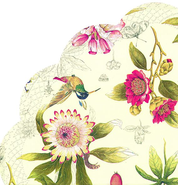 Hummingbird and blossoms cream - Rondo napkins