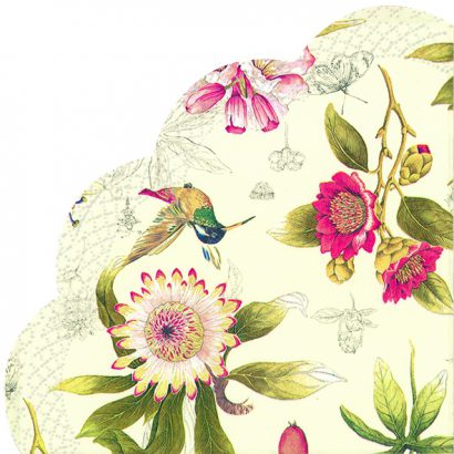 Hummingbird and Blossoms Cream – Rondo Napkins