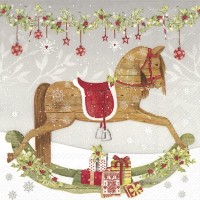 LOVELY ROCKING HORSE Grey – Lunch Napkins