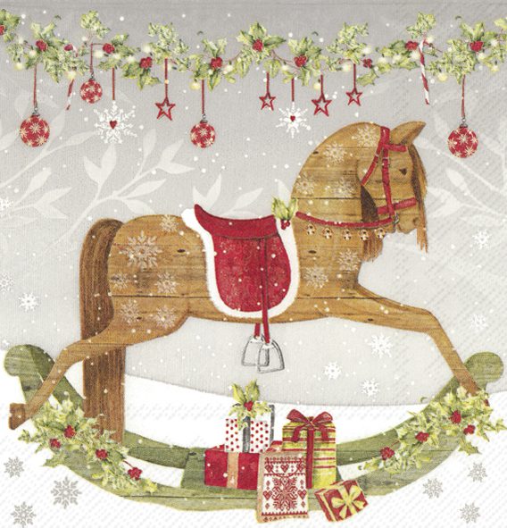 LOVELY ROCKING HORSE grey - Lunch napkins