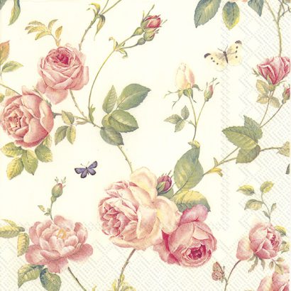 NEW RAMBLING ROSE Cream – Cocktail Napkins