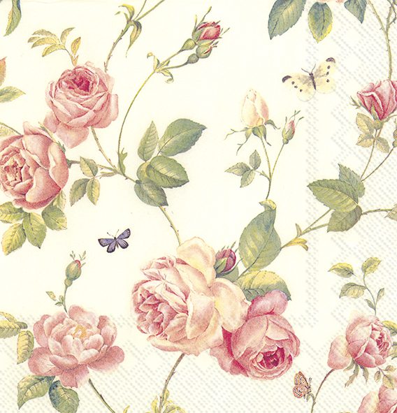 NEW RAMBLING ROSE cream - Cocktail napkins