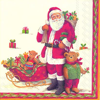 SANTA AND TEDDY – Lunch Napkins
