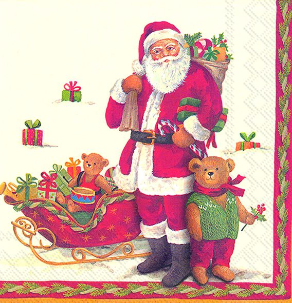 SANTA AND TEDDY - Lunch napkins